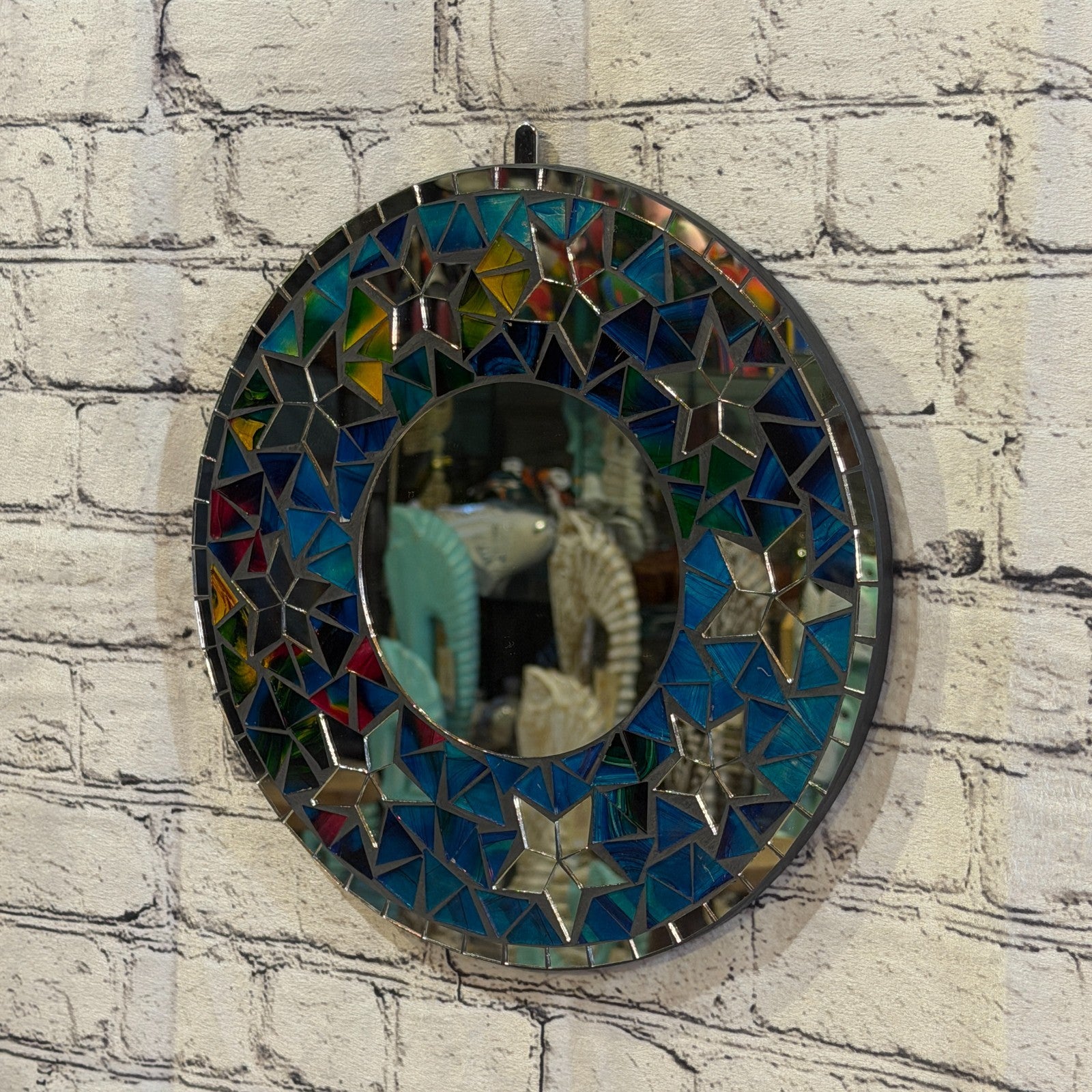 Blue Star Black Mosaic Tile Wall Mirror 30cm x 30cm 12 Inches Handmade1
