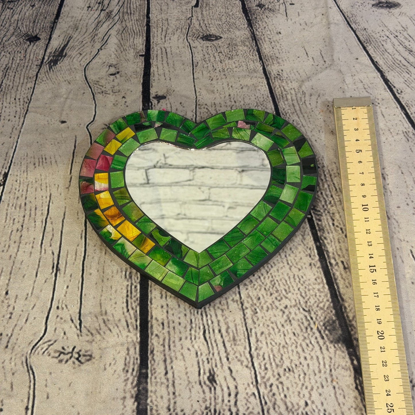 Green Heart Shape Mosaic Tile Wall Mirror 20cm x 15cm 8 Inches Handmade New5