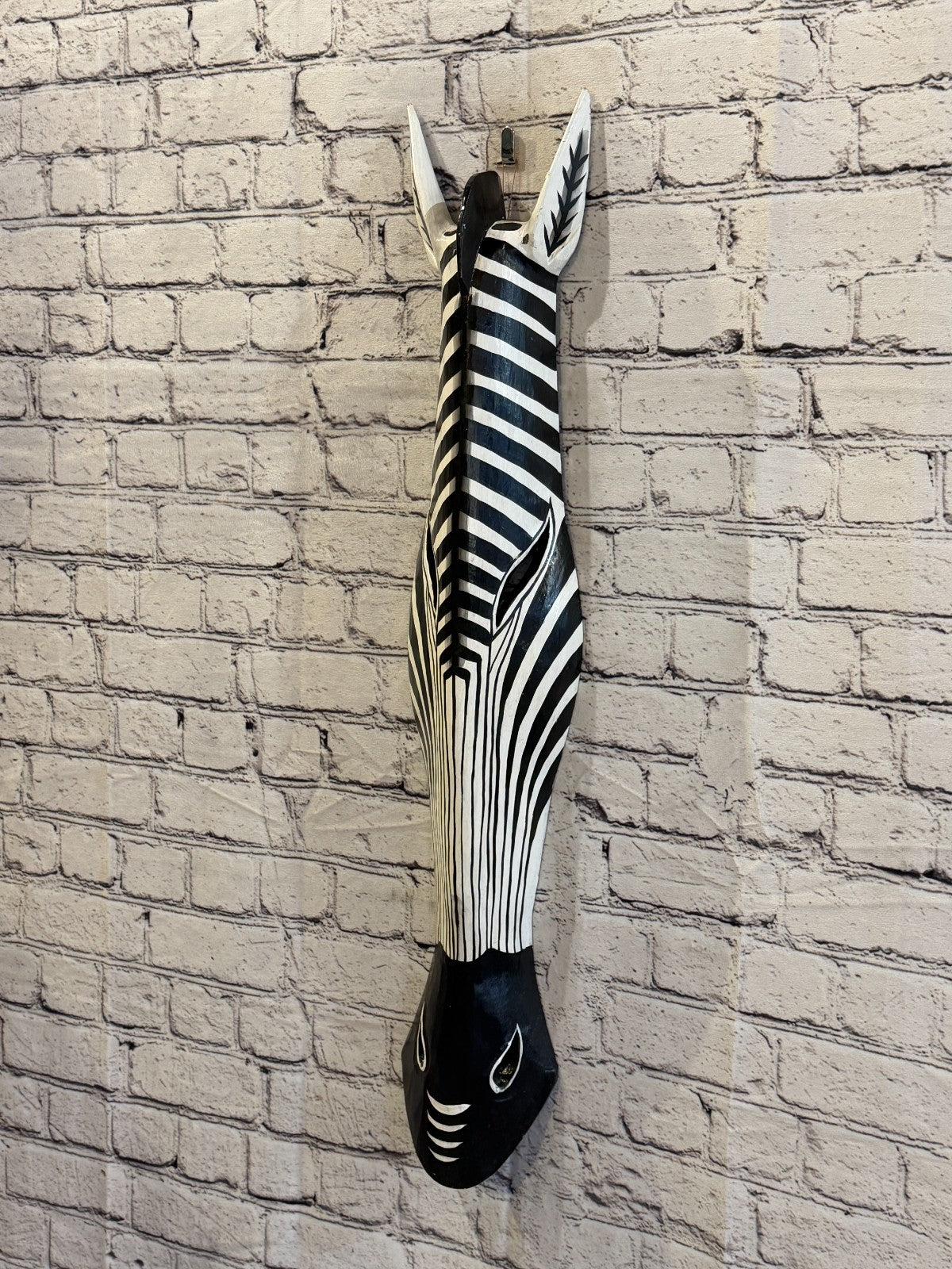 80cm Zebra Stripe Hand Carved Fair Trade Wooden Animal Wall Art Wall Hang Mask1