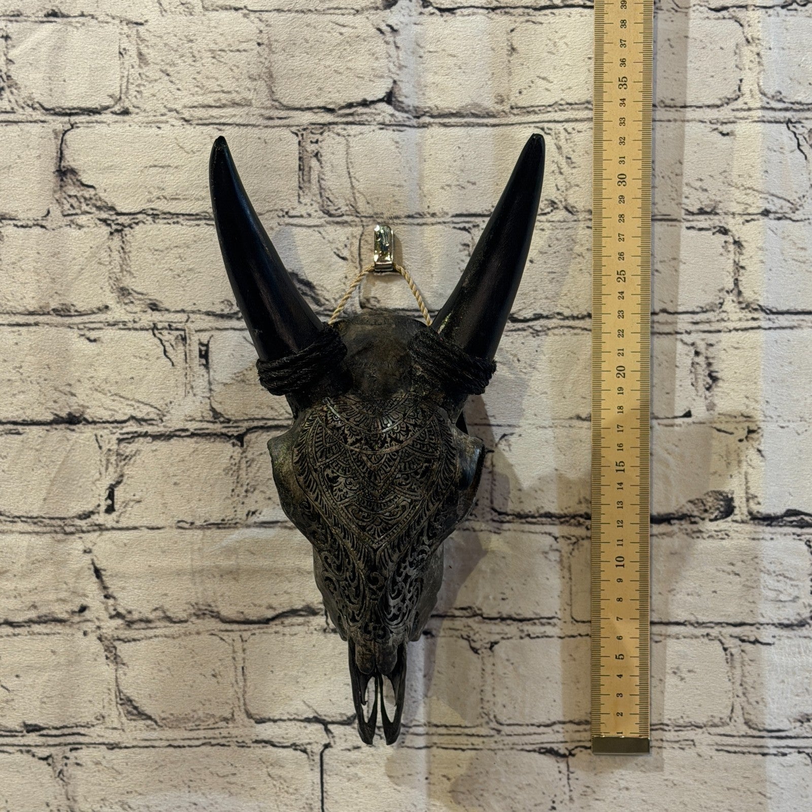 30cm Carved Buffalo Ram Wild Replica Skulls Wall Hanging Carved Stand Design 35
