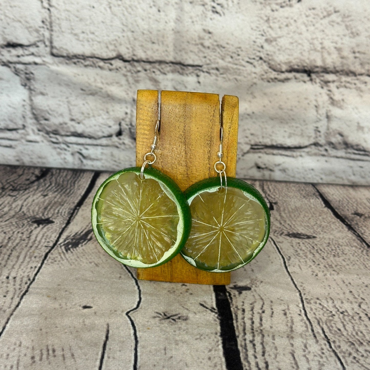 Lime Slices Plastic Novelty Party Dangle Drop Earrings Handmade UK Jewellery0