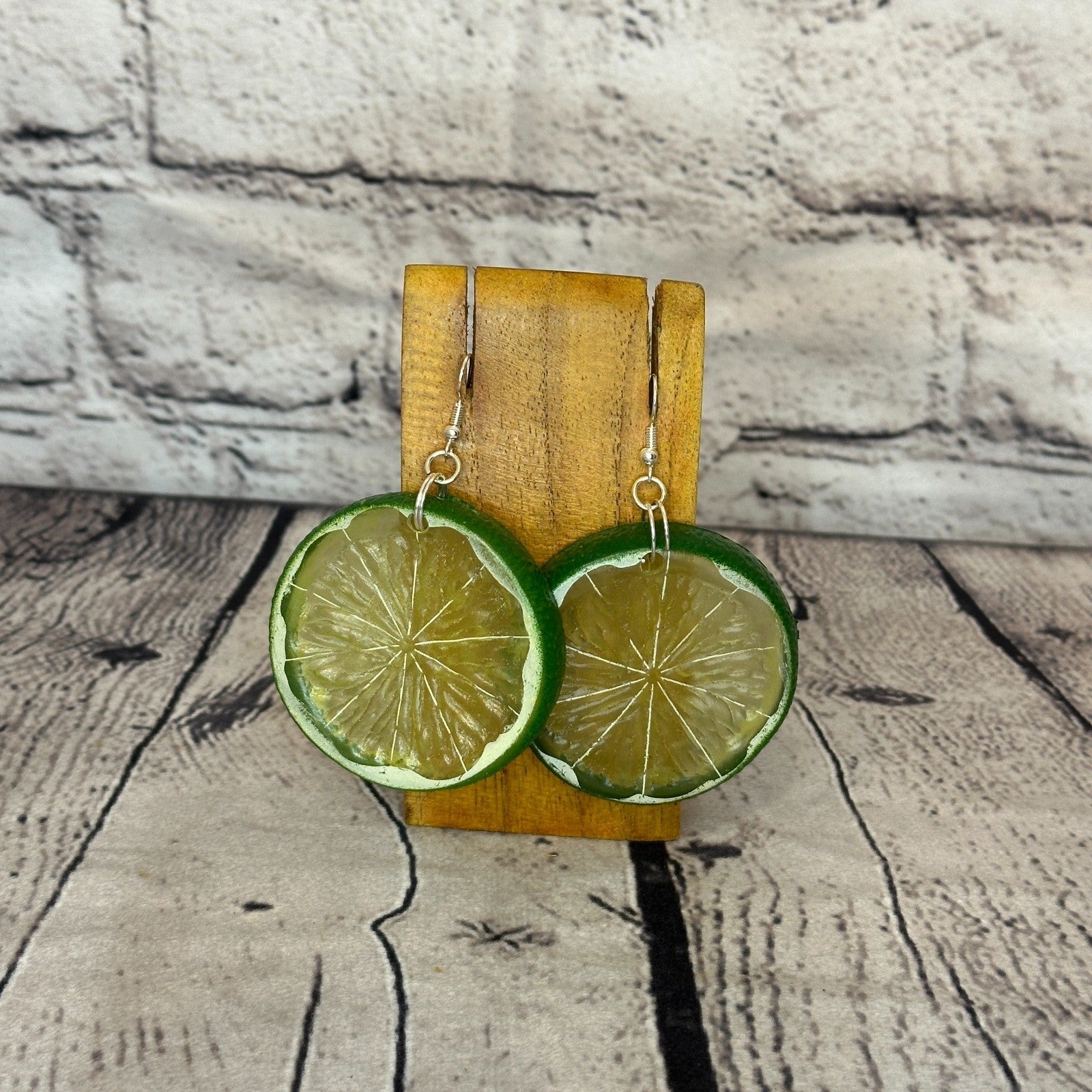 Lime Slices Plastic Novelty Party Dangle Drop Earrings Handmade UK Jewellery0