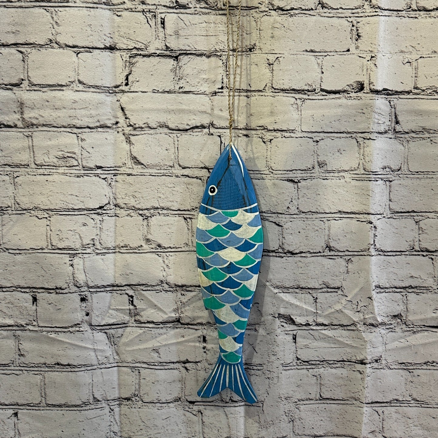 40cm Hanging Fish Hand Painted Fish Wooden Hanging Fish Coastal Decor Design 12