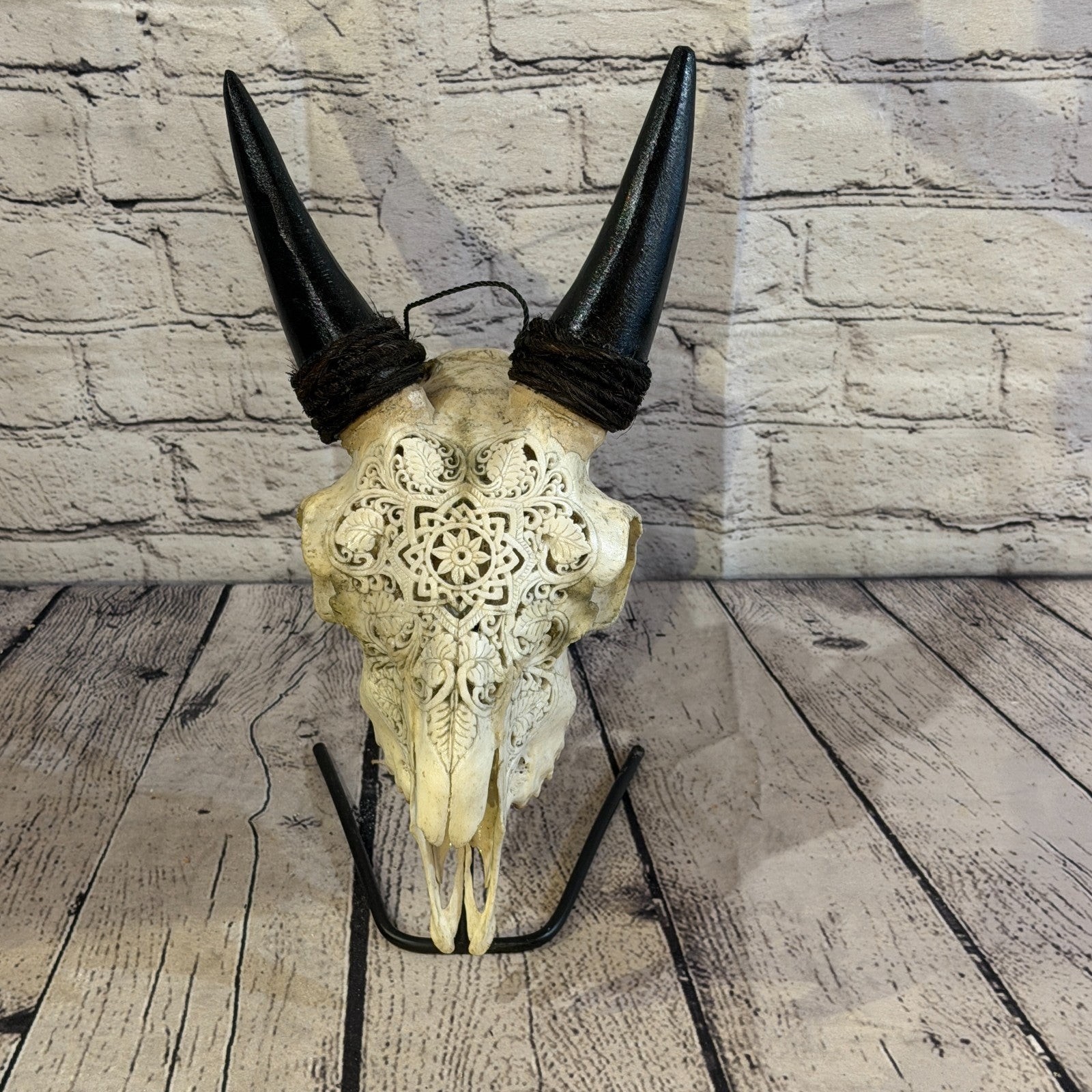 30cm Carved Buffalo Ram Wild Replica Skulls Wall Hanging Carved Stand Design 57