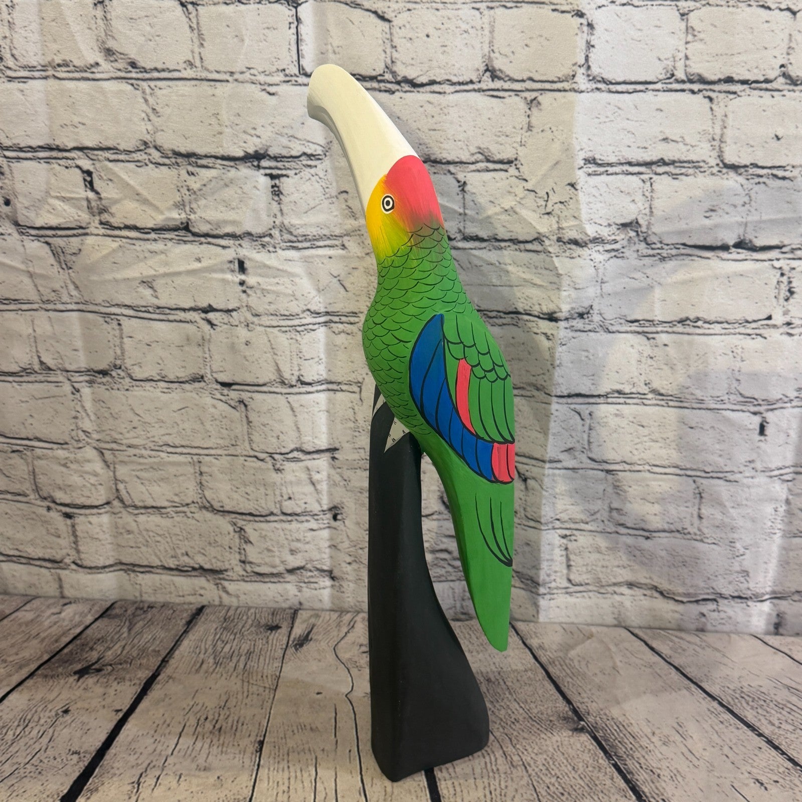 40cm Bright Green Toucan Bird Ornament Statue Fair Trade Hand Made Carved Wood4