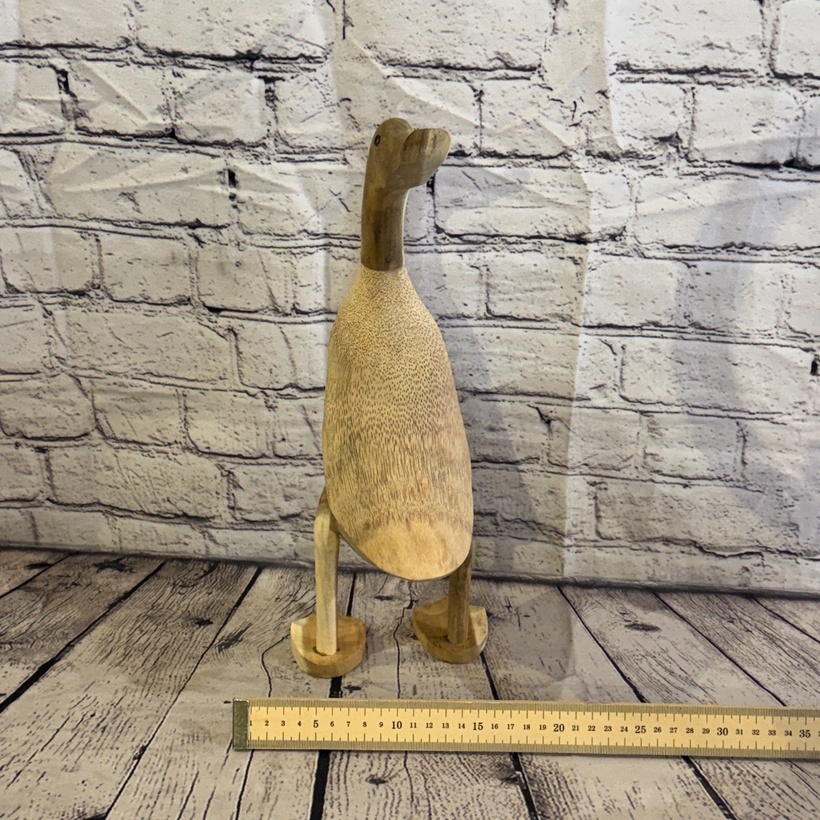 Looking Back 40cm Tall Wooden Smooth Duckling Baby Duck Bamboo Root Fairtrade7