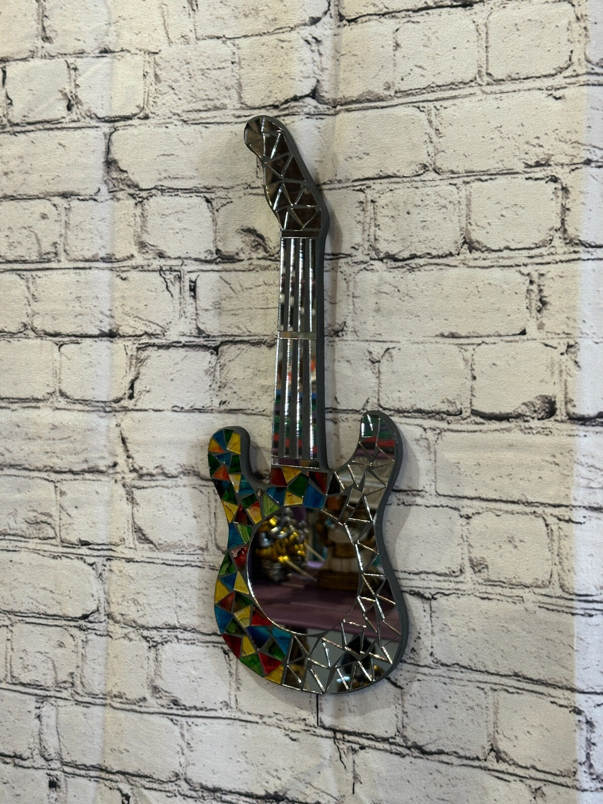 Rainbow Guitar Mosaic Tile Wall Mirror 40cm x 15cm 16 Inches Handmade New1