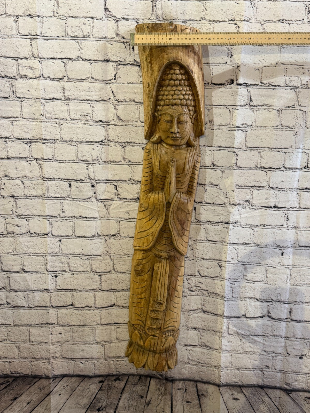 Thai Buddha 100cm Hand Carved Wizard Tree Trunk Wood Fairtrade3