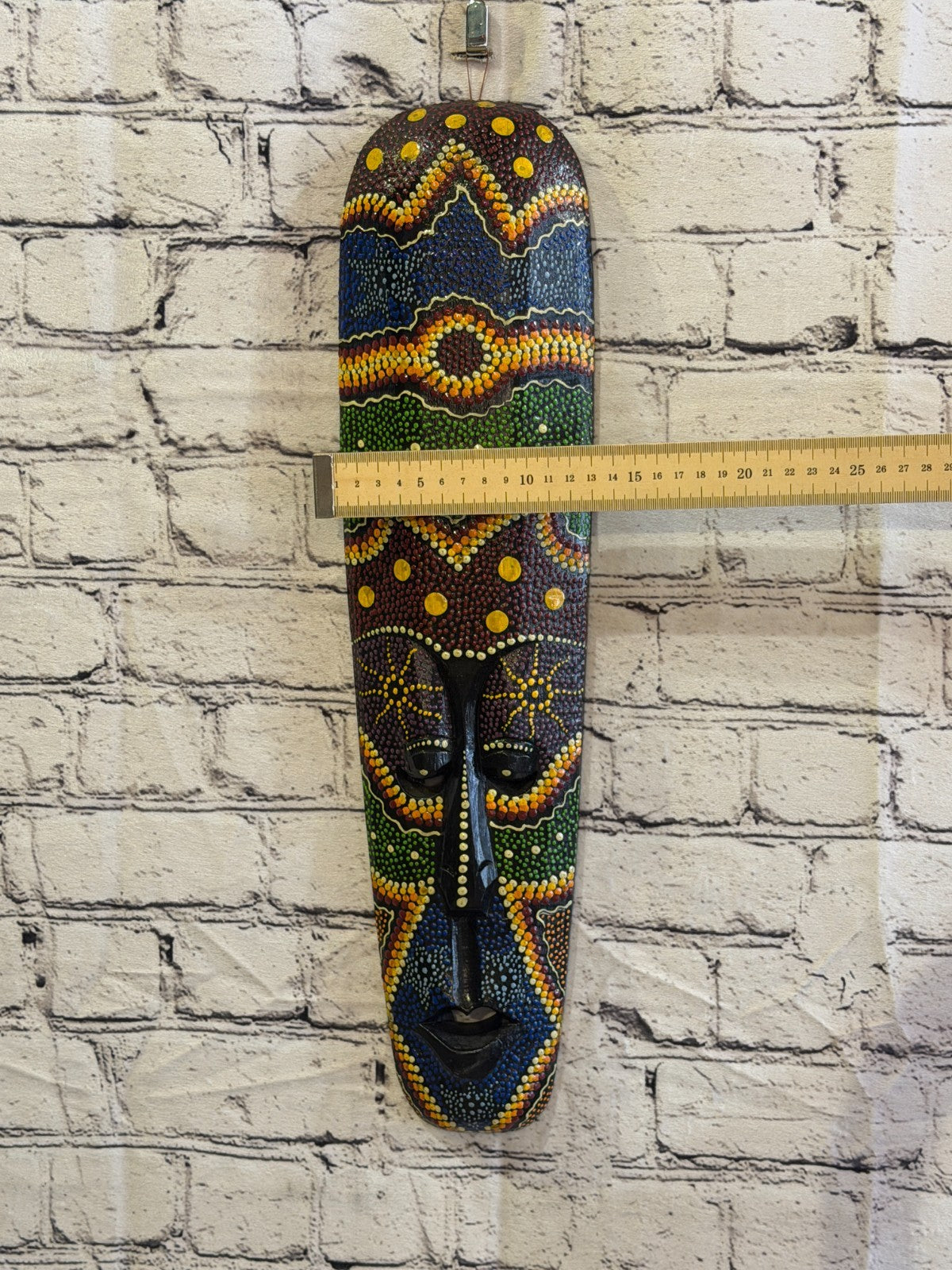 50cm Mask Carved Wooden Dot Painted Ethnic Tribal Tiki Wall Art No 3 New3