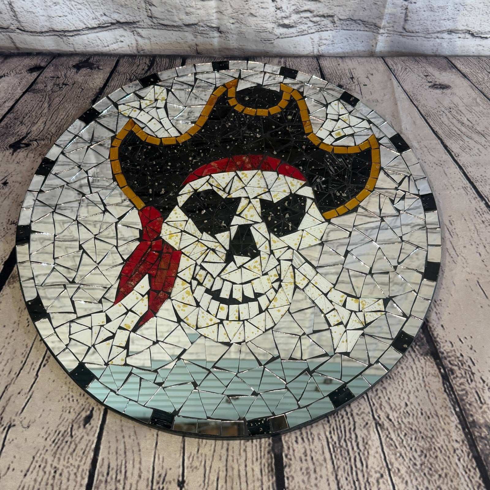 Skull & Cones Pirate Mosaic Tile Wall Mirror 40cm x 40cm 16 Inches Handmade New3