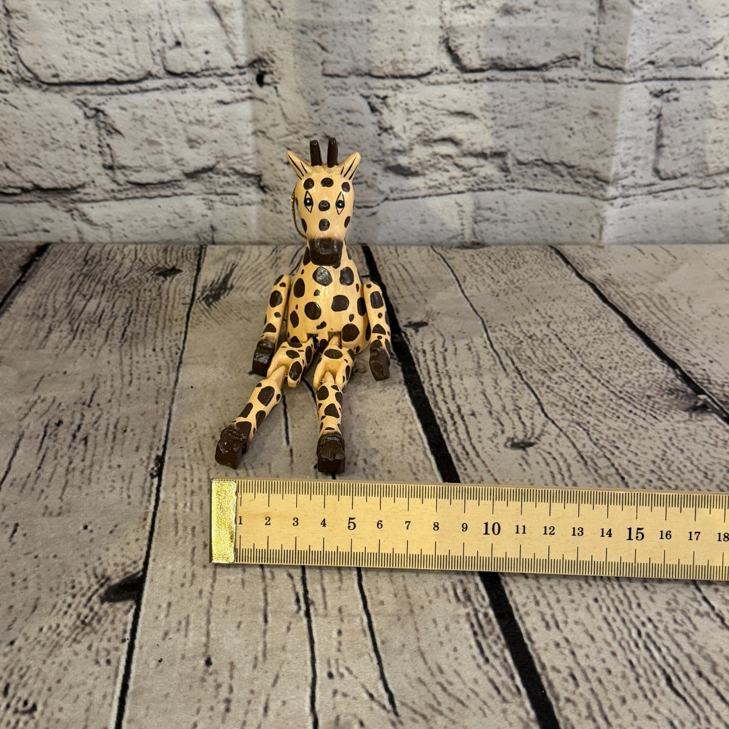 10cm Orange Giraffe Sitting Animal, Wooden Shelf Ornament Handmade Fairtrade6