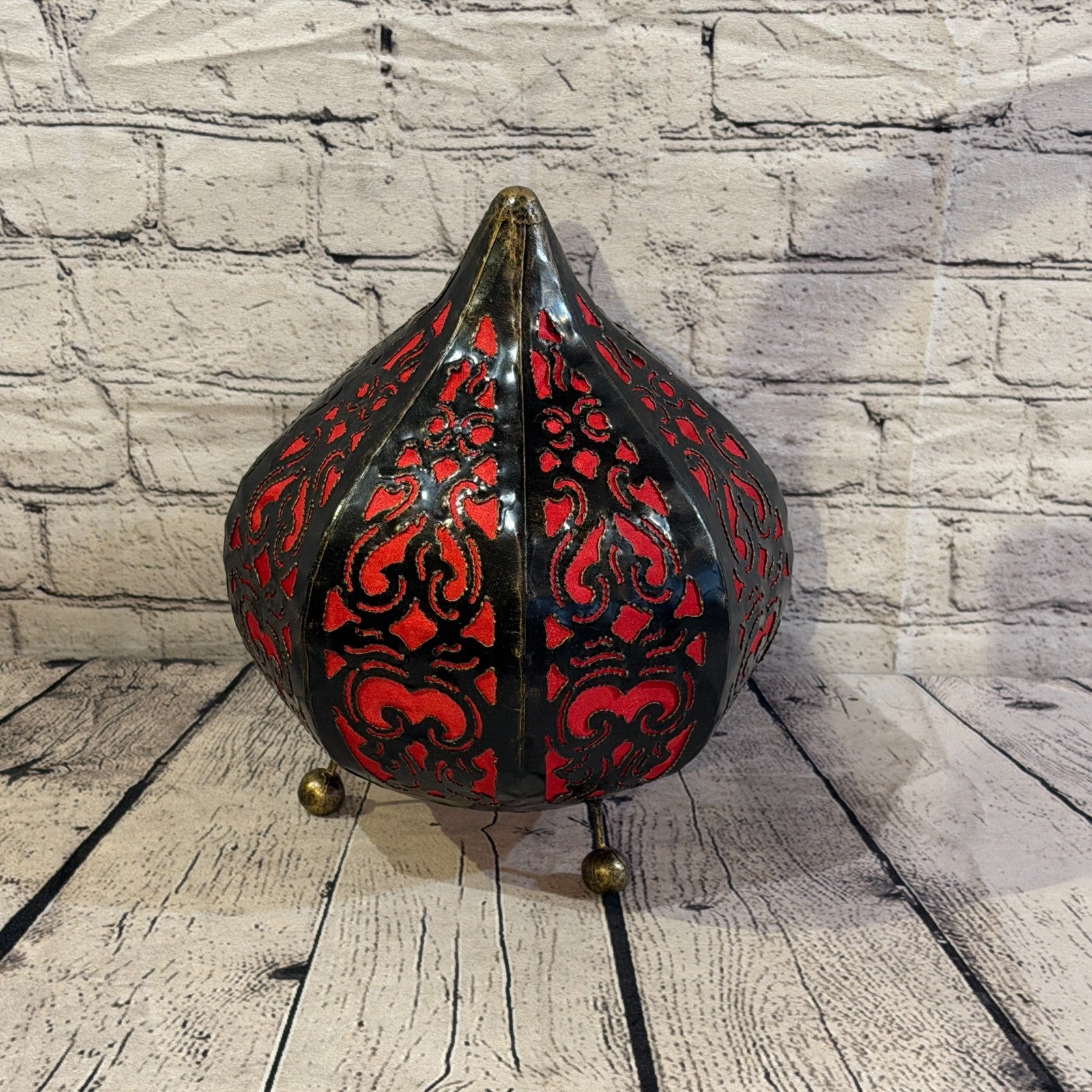 30cm x 20cm Metal Fabric Red Moroccan Style Tall Lamp Twist LED UK Mains Plug2