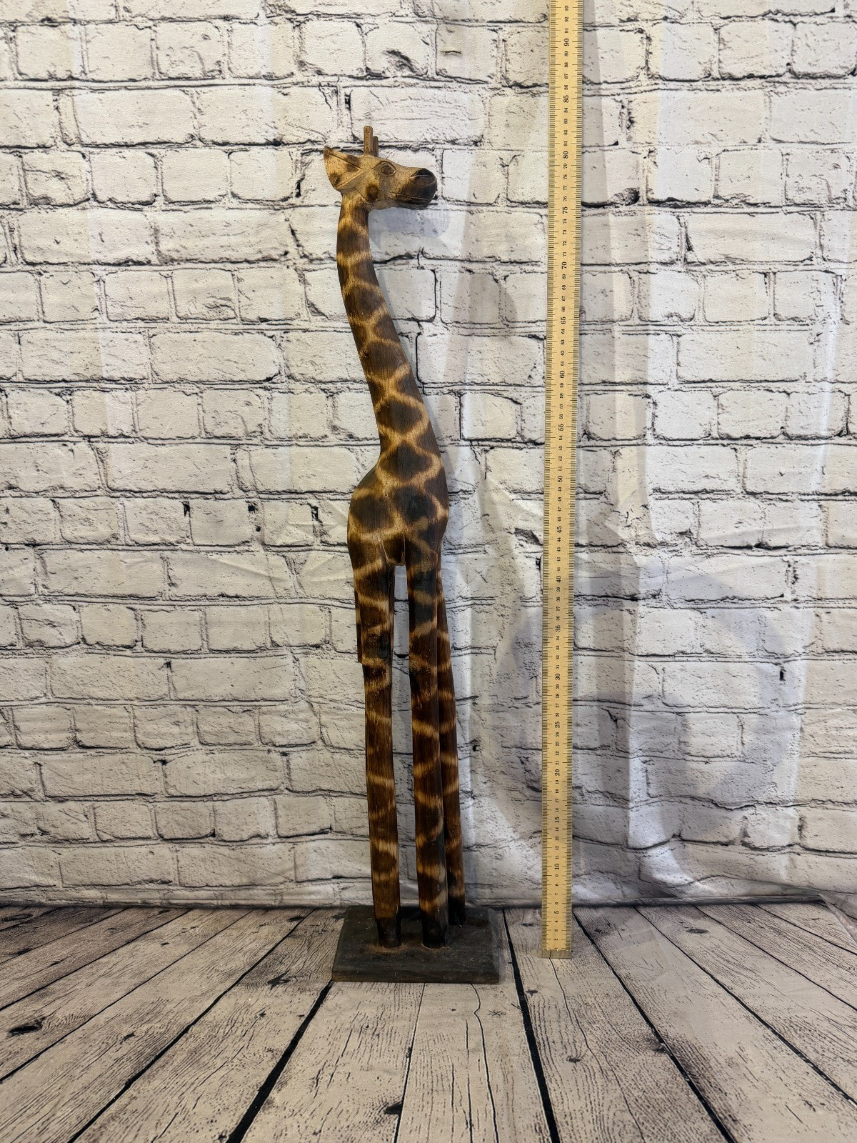 80cm Burnt Wooden Giraffe Standing Single Carved Solid Wood Giraffe Handmade5