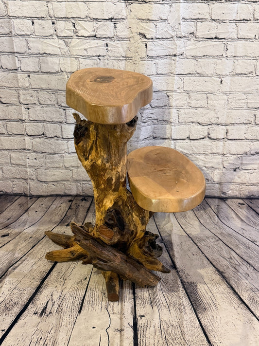 60cm x 40cm Double Wooden Coffee Root Sculpture Garden Teak Root Ornament Carved0