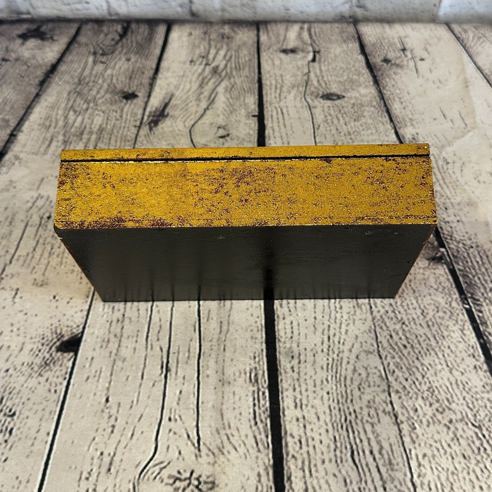 Bright Gold Thai Plain Elephant 20cm x 12cm x 5cm Wooden Box Trinket Handmade1