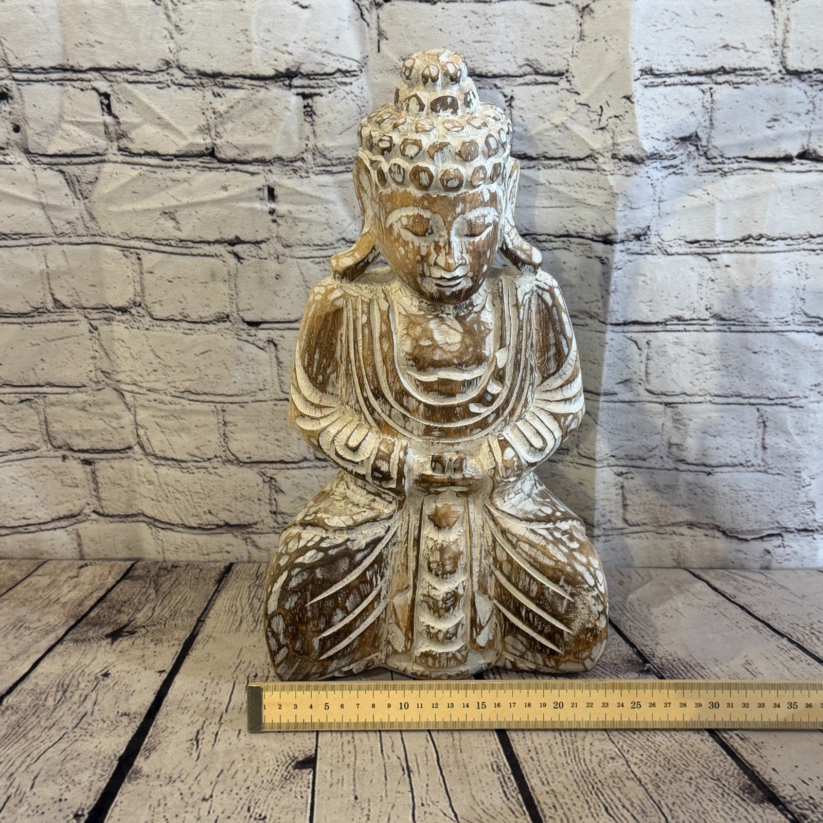 40cm Brown Meditating Buddha Ornament Sculpture Statue Buddhas Hand Carved Wood6