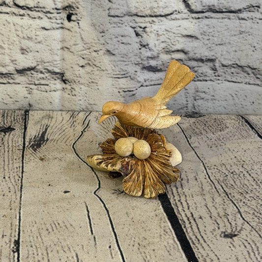 10cm Single Bird Mushroom Parasite Ornament Natural Carving Fair trade Wooden0