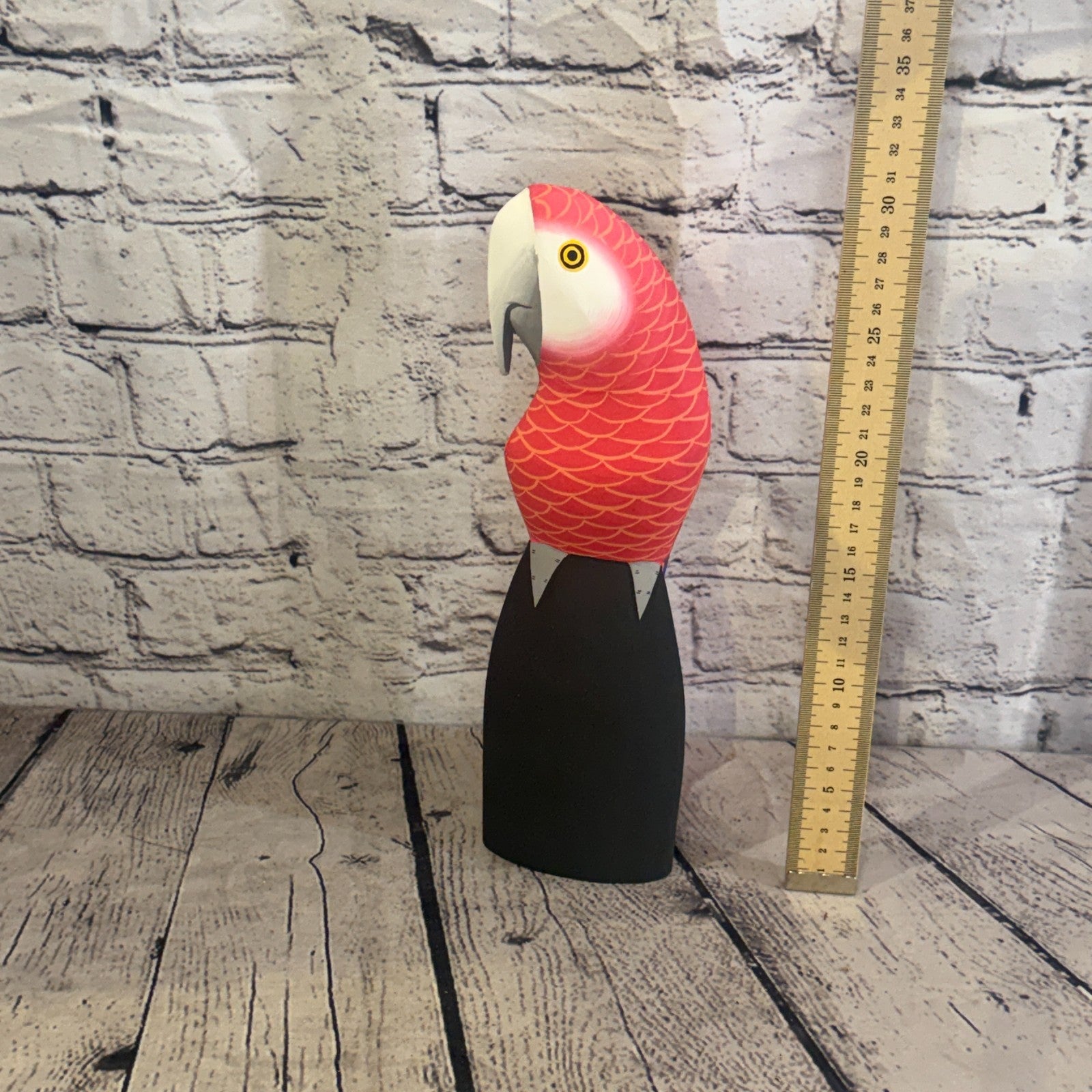 30cm Bright Red Parrot Bird Ornament Statue Fair Trade Hand Made Carved Wood5