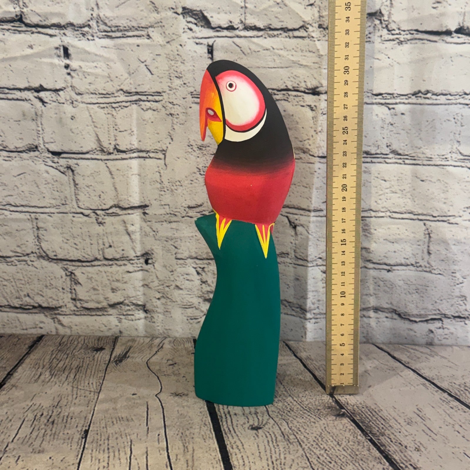 30cm Dark Red Parrot Bird Ornament Statue Fair Trade Hand Made Carved Wood6