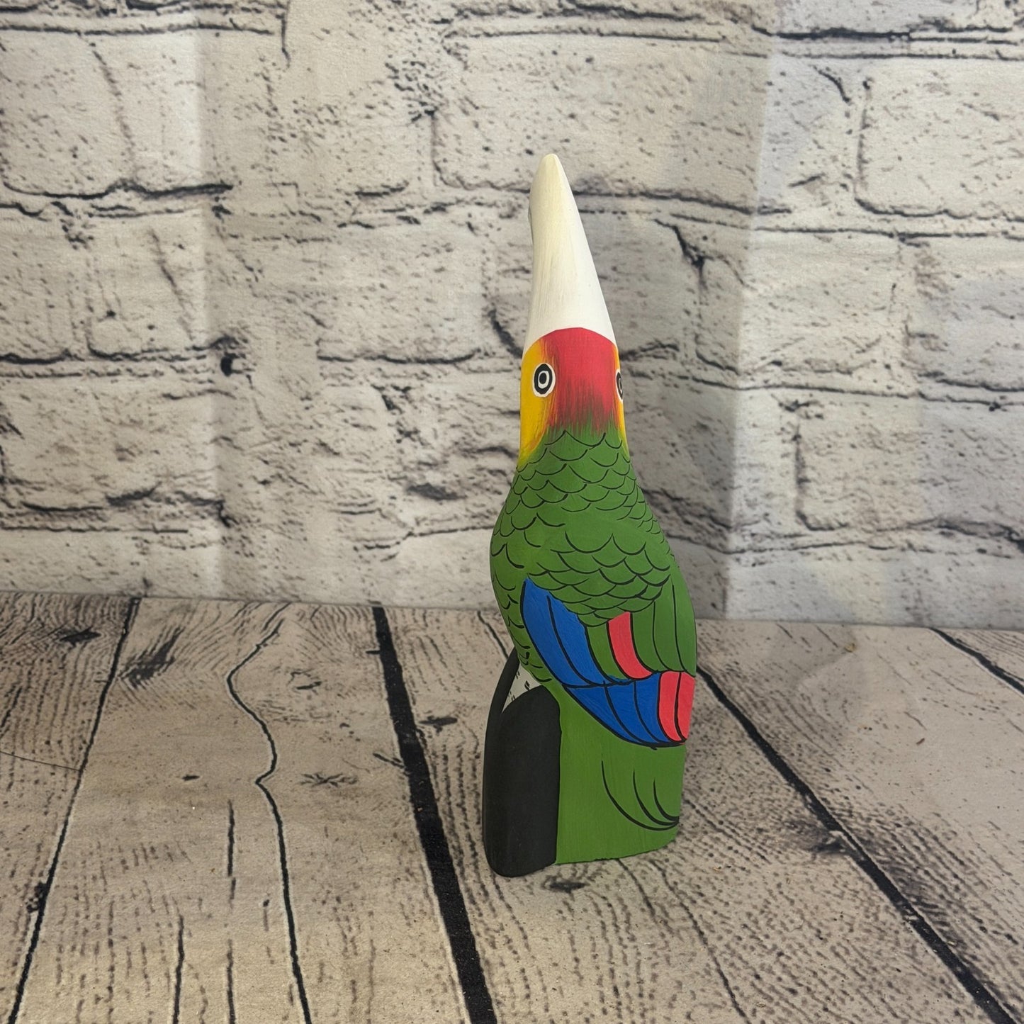 15cm Bright Green Toucan Bird Ornament Statue Fair Trade Hand Made Carved Wood4