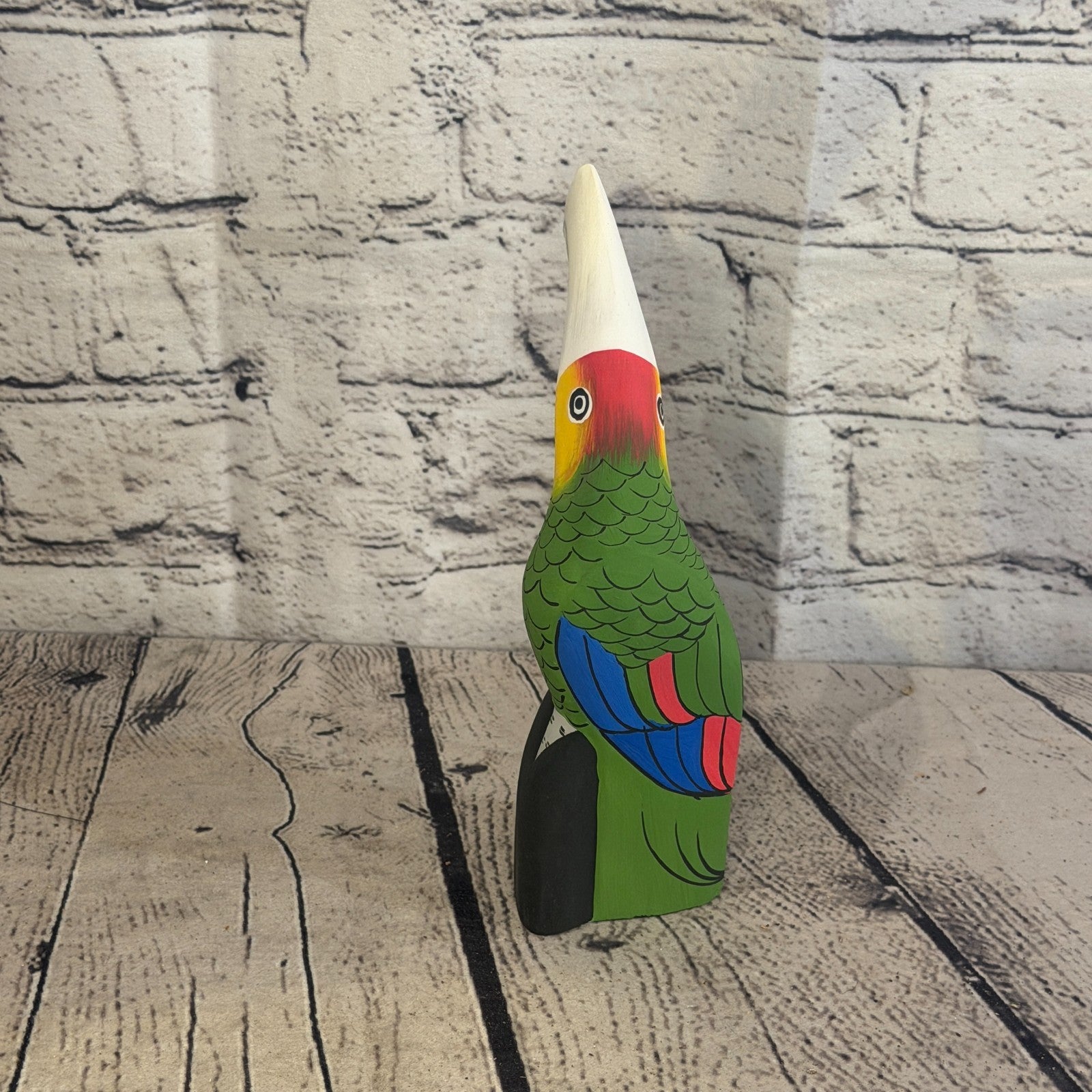 15cm Bright Green Toucan Bird Ornament Statue Fair Trade Hand Made Carved Wood4