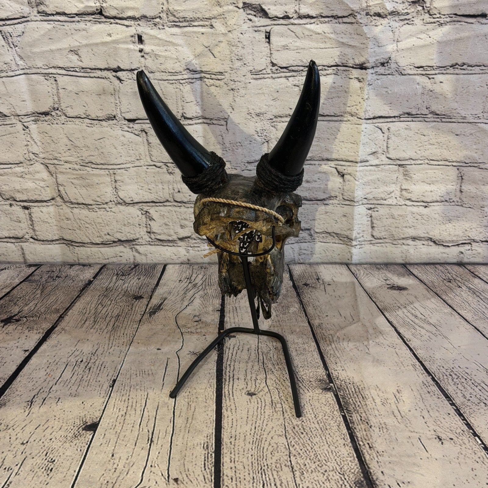 30cm Carved Buffalo Ram Wild Replica Skulls Wall Hanging Carved Stand Design 310