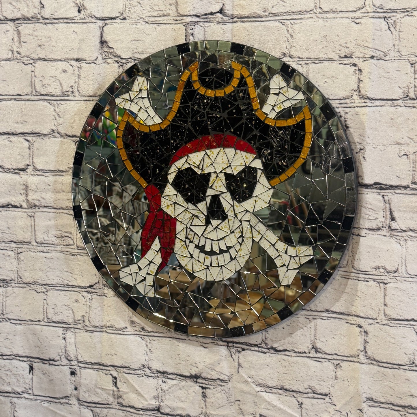 Skull & Cones Pirate Mosaic Tile Wall Mirror 40cm x 40cm 16 Inches Handmade New2