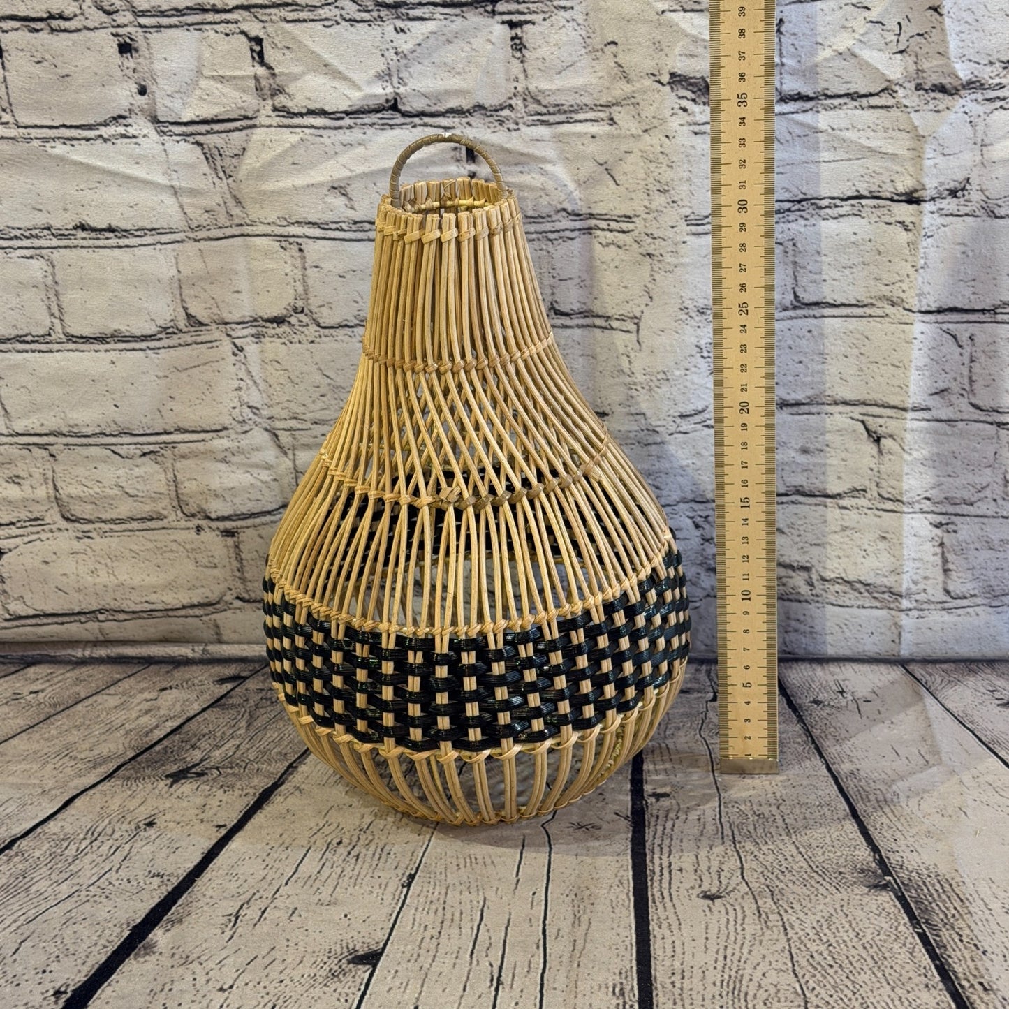 30cm x 22cm Natural Wicker Rattan Ceiling Pendant Light Shade Lampshade LED Bulb5
