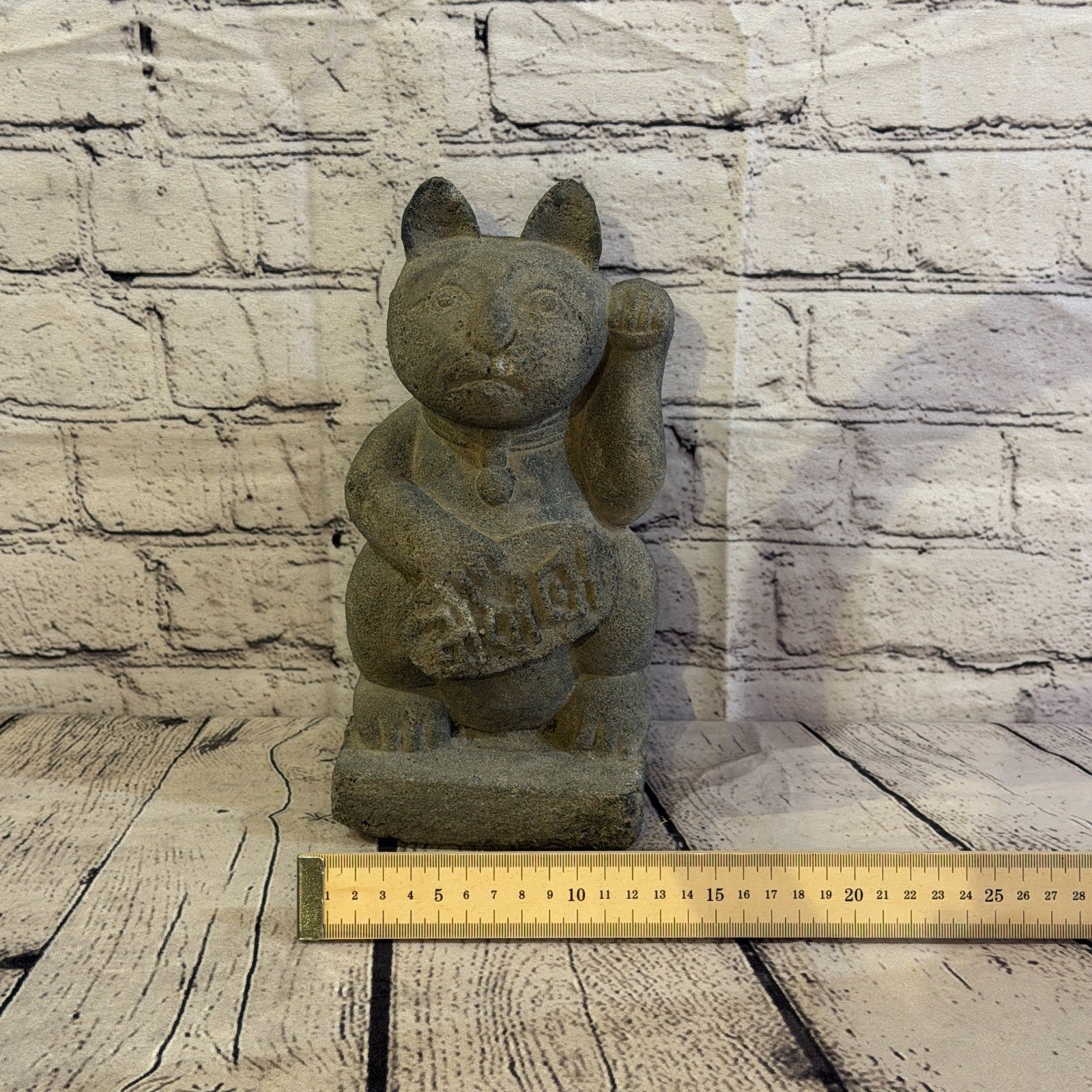 Maneki-Neko Lucky Cat Stone Garden 25cm x 15cm Ornament Indoor Statue Hindu6