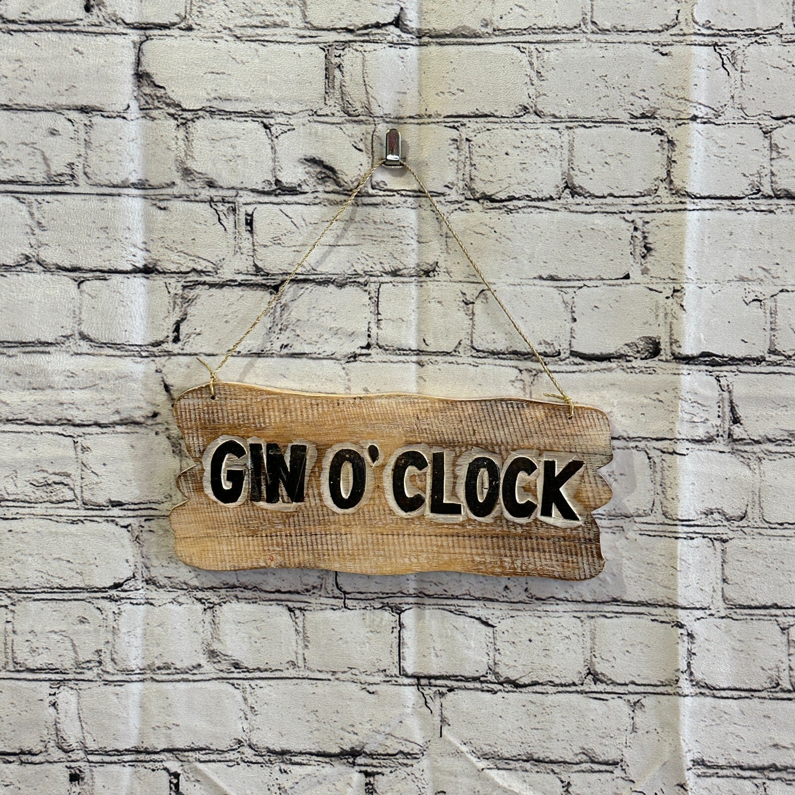 Gin O'Clock Word Sign Plaque Outdoor Garden Shed Den Bar Shop 30cm x 12cm2