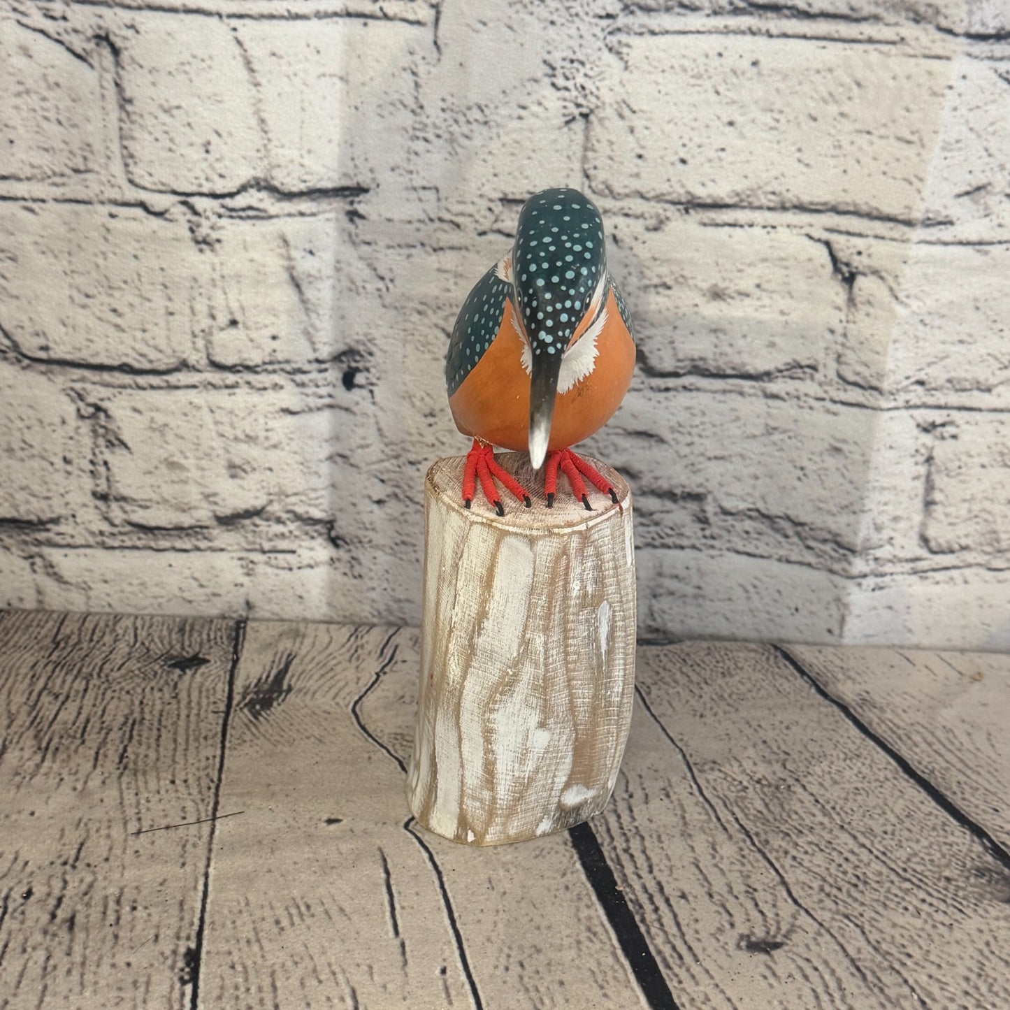 20cm Kingfisher Wooden Bird Ornament Seaside Coastal Nautical Handcrafted Decor1