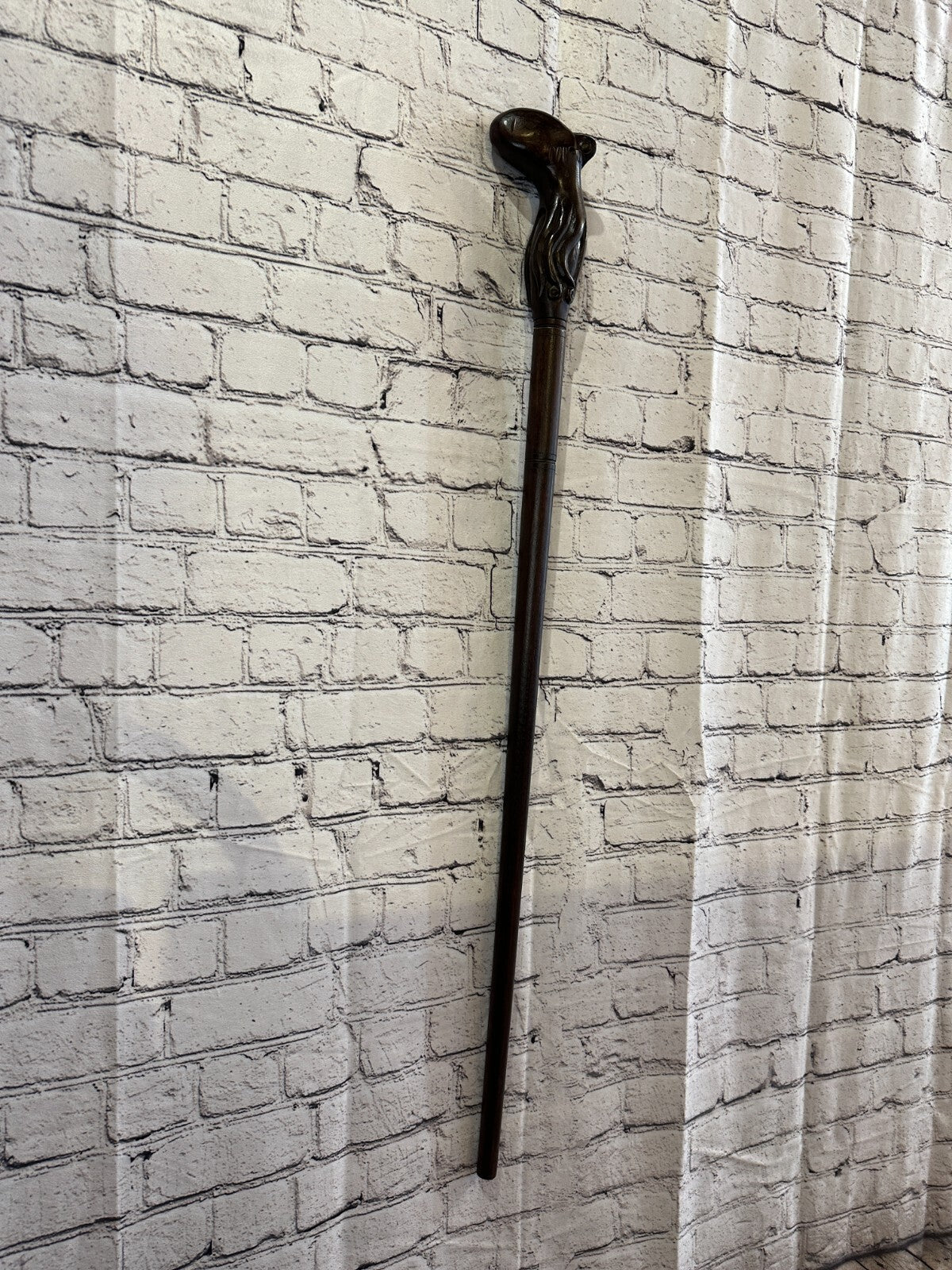 Octopus Squid 90cm Tribal African Walking Stick Cane Hand Carved Dark Wood1