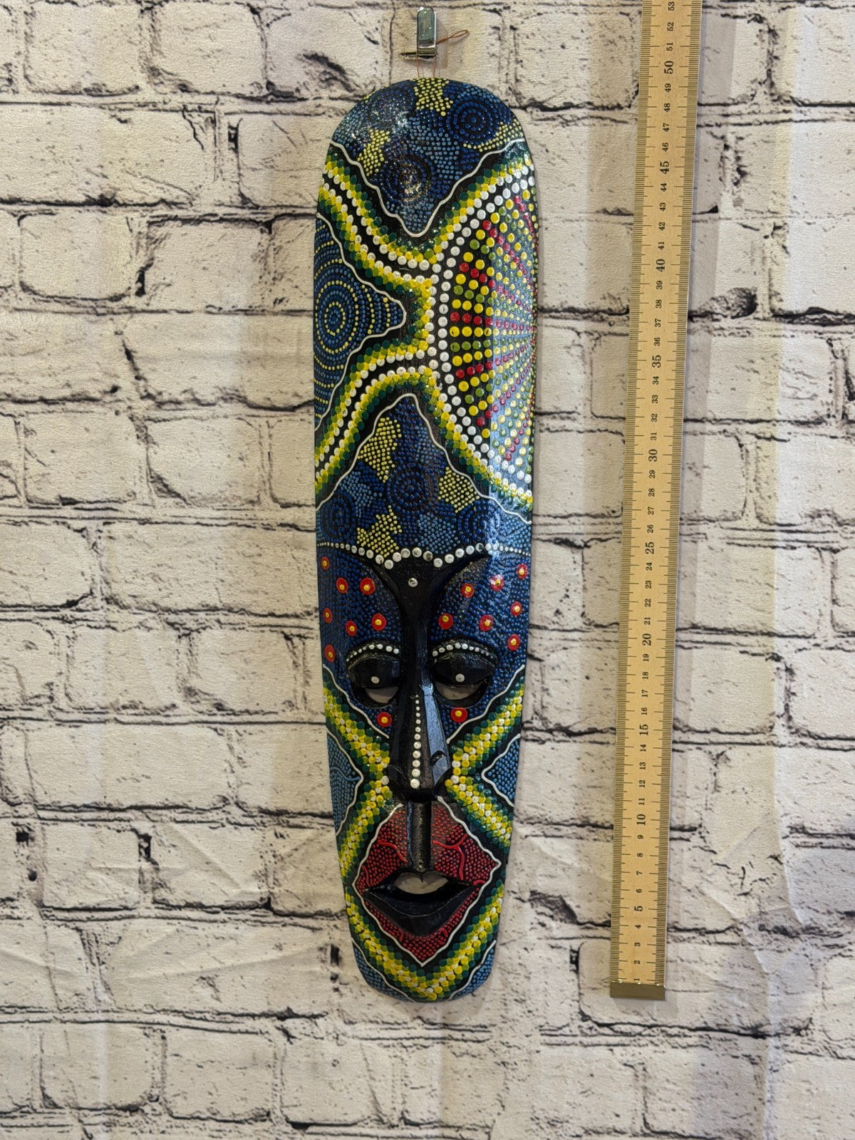 50cm Mask Carved Wooden Dot Painted Ethnic Tribal Tiki Wall Art No 7 New4