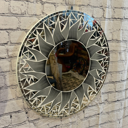Grey Sun Flame Mosaic Tile Wall Mirror 50cm x 50cm 20 Inches Handmade0