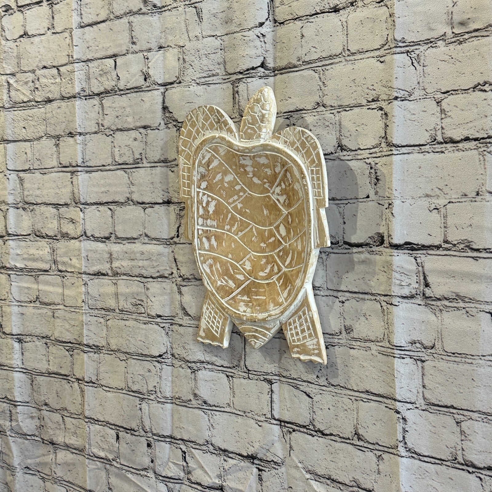 30cm Cream Sea Turtle Bowl Trinket Dish Decoration Designer Mask Wooden Handmade2