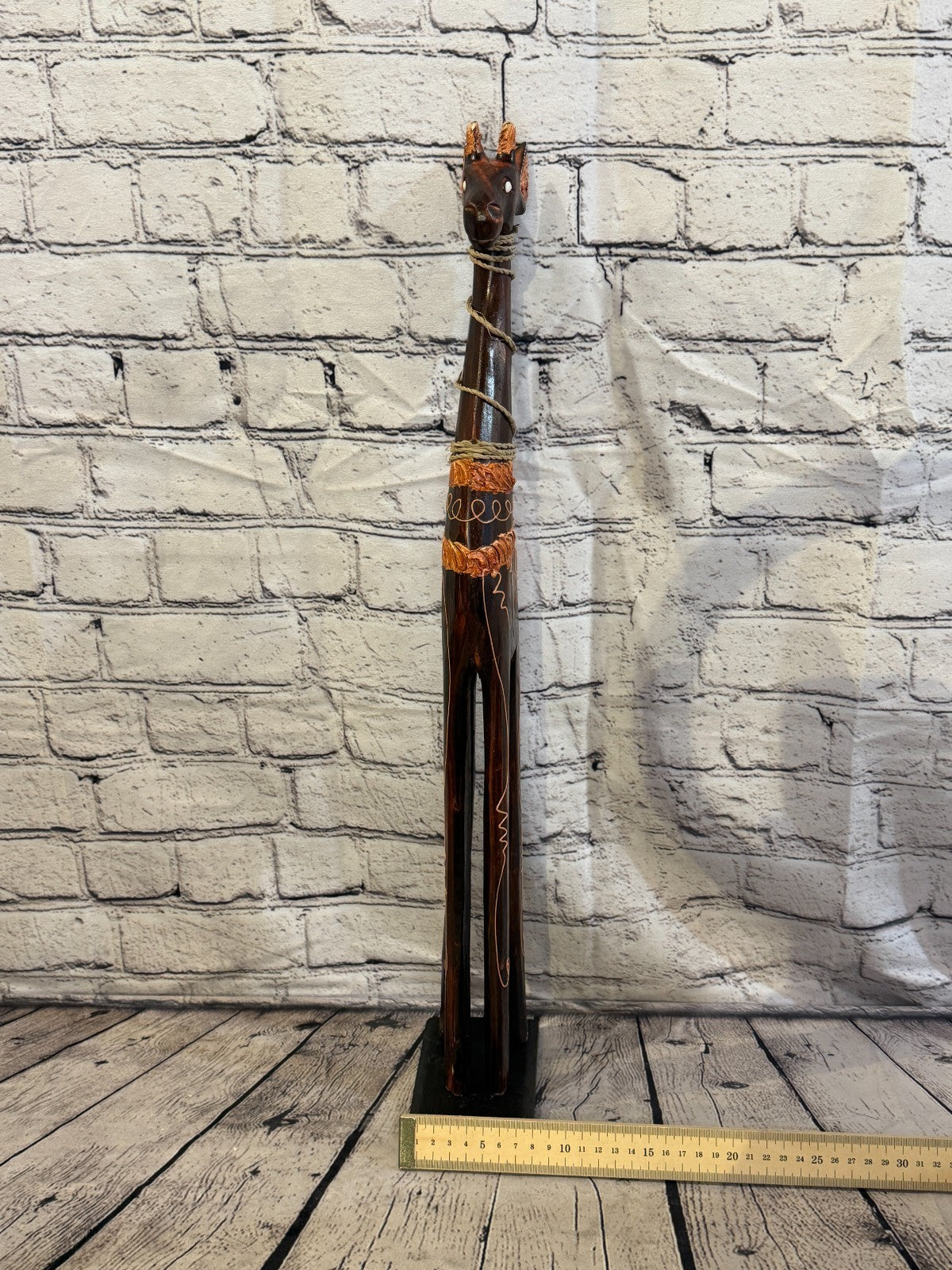 60cm Brown Wooden Giraffe Standing Single Carved Solid Wood Giraffe Handmade7