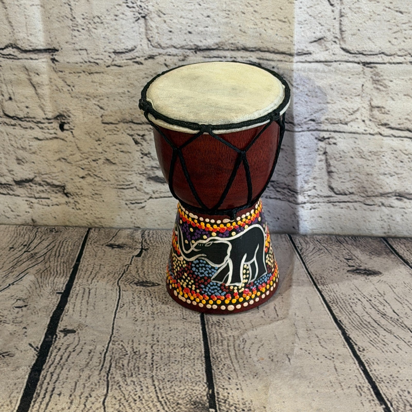 15cm Painted Djembe Drums Musical Instrument Hand Made Fair Trade Dot Painted2