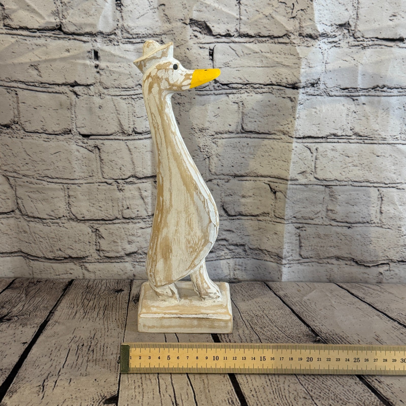 Looking Forward 35cm Tall Wooden White Duckling Baby Duck Shabby Wood Fairtrade6