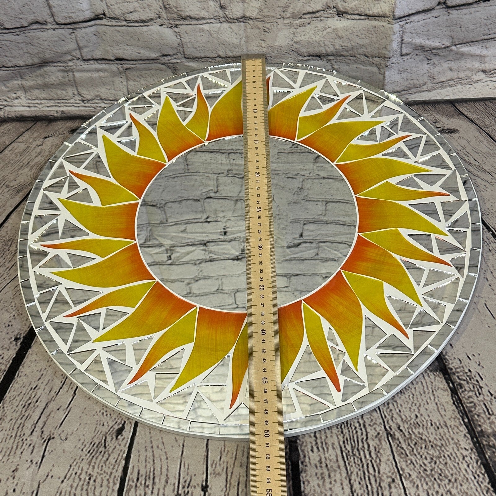 Orange Flame Sun Mosaic Tile Wall Mirror 50cm x 50cm 20 Inches Handmade New4