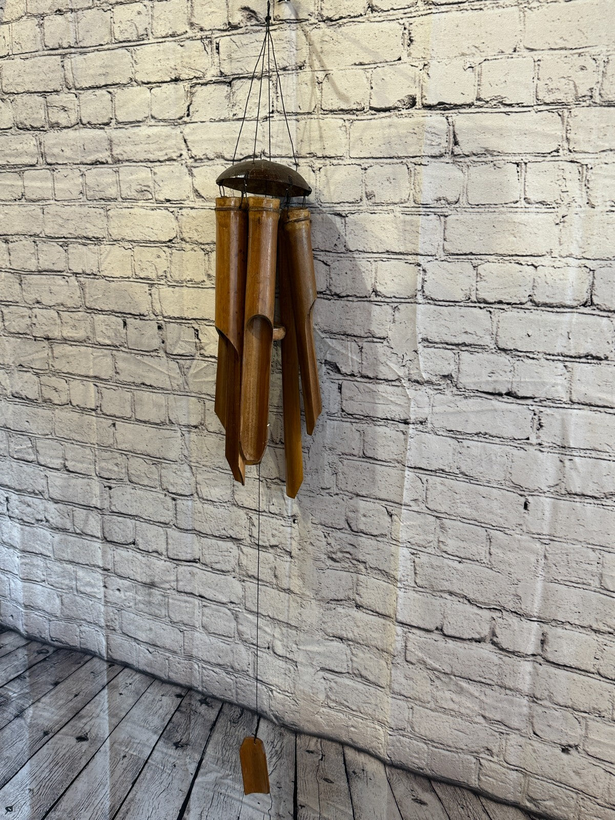 Coconut Bamboo Windchime Plain 40cm Garden Gift Summer Handmade Chimes2