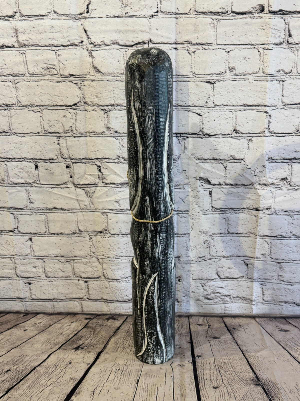 60cm Grey Wooden Shabby Dog Statue Ornament Fair Trade Handcarved4