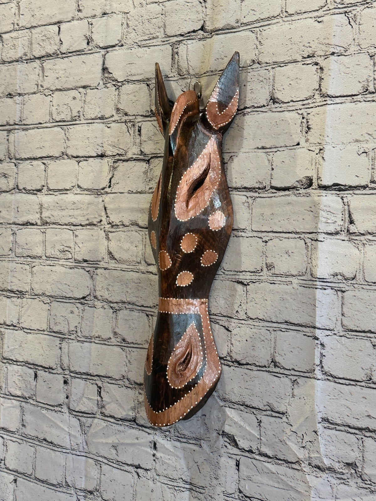 50cm Zebra Brown Hand Carved Fair Trade Wooden Animal Wall Art Wall Hang Mask1