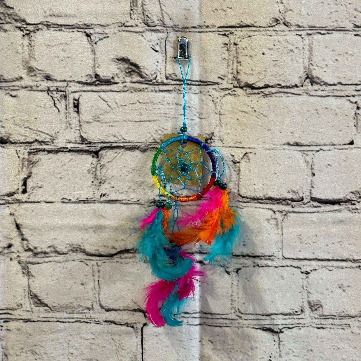 Rainbow Naturals Handmade Dream Catcher Feather Beads Ring For Home Car Décor0