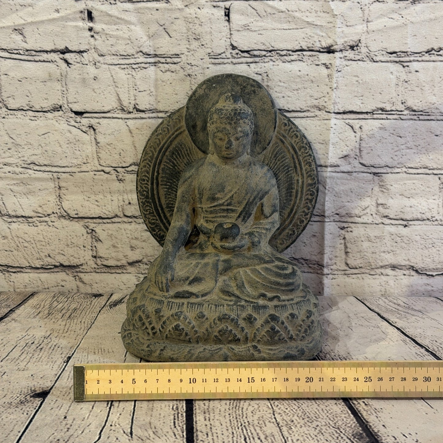 Thai Buddha Sitting Stone Garden 25cm x 20cm Ornament Indoor Statue Hindu6