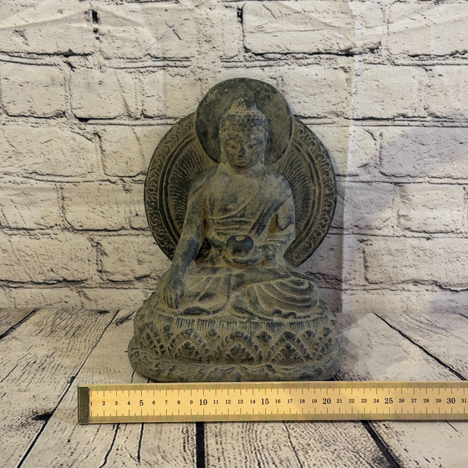 Thai Buddha Sitting Stone Garden 25cm x 20cm Ornament Indoor Statue Hindu6