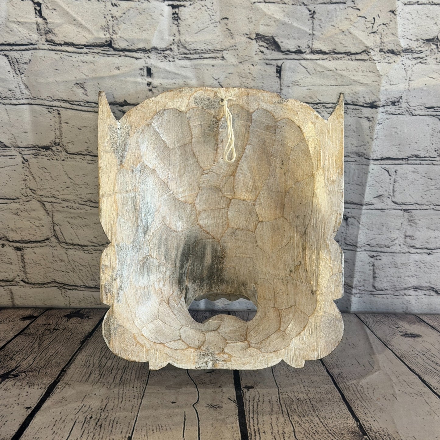 White With Silver Barong Wall Mask 30cm x 25cm Handmade And Fairtrade Hindu5