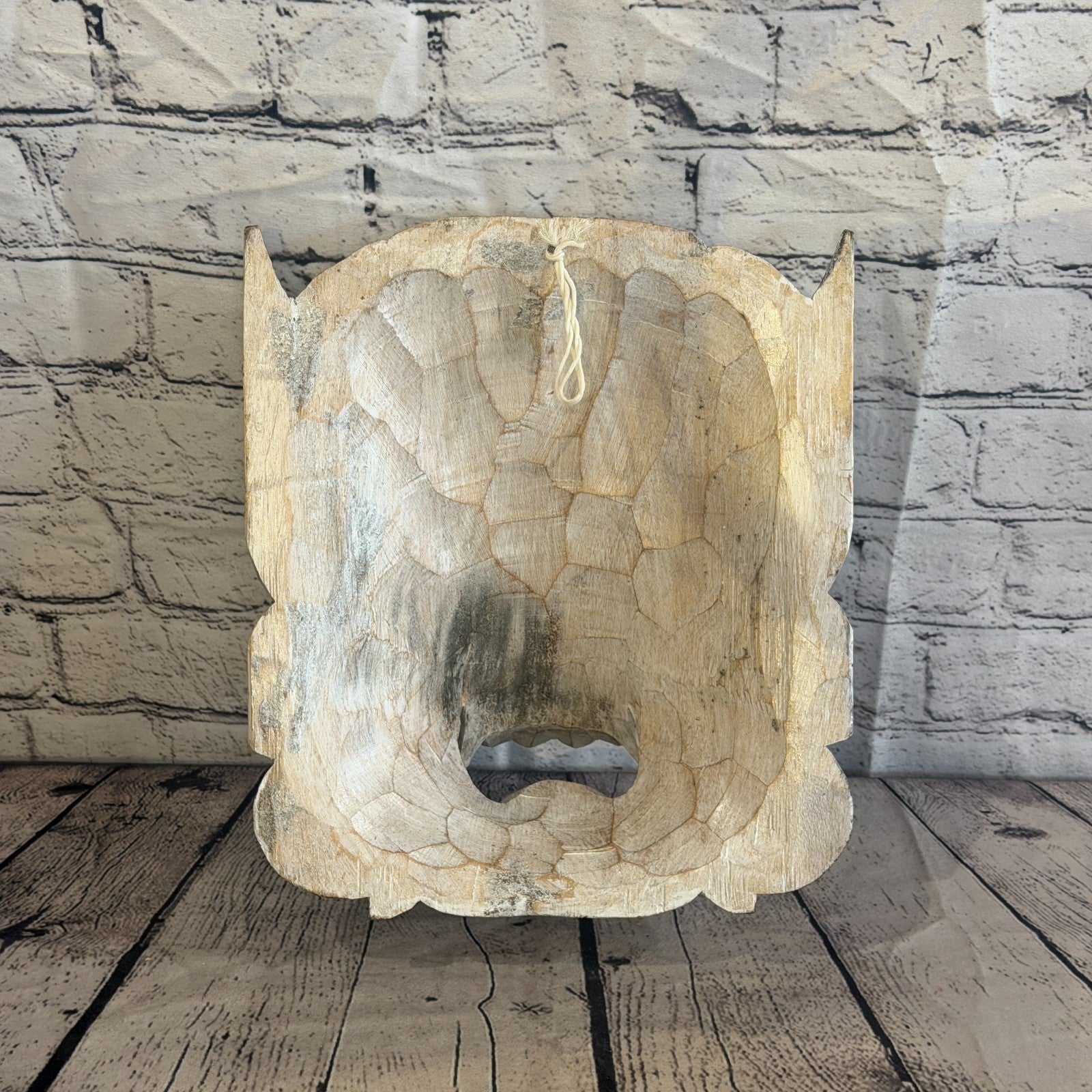 White With Silver Barong Wall Mask 30cm x 25cm Handmade And Fairtrade Hindu5