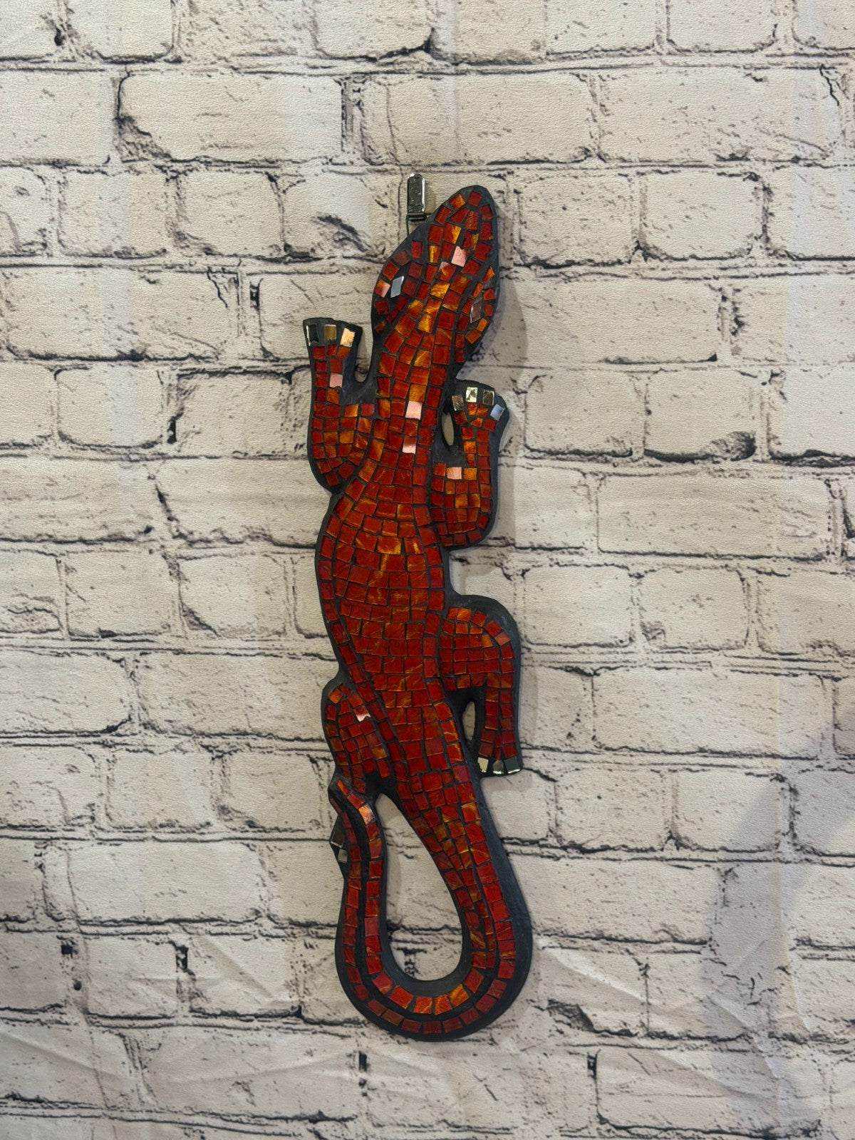 50cm Gecko Orange Mosaic Wall Hanging Wooden Ornaments Wood Carving2