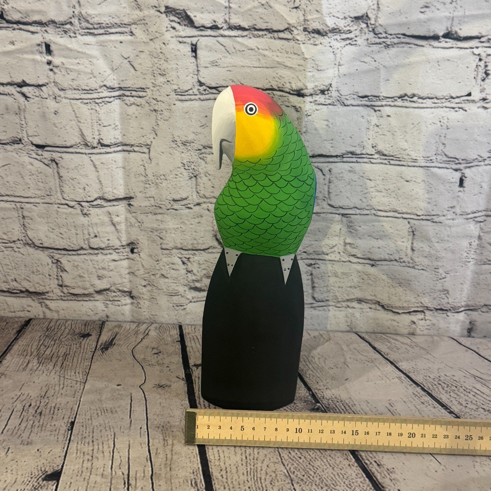 30cm Bright Green Parrot Bird Ornament Statue Fair Trade Hand Made Carved Wood6
