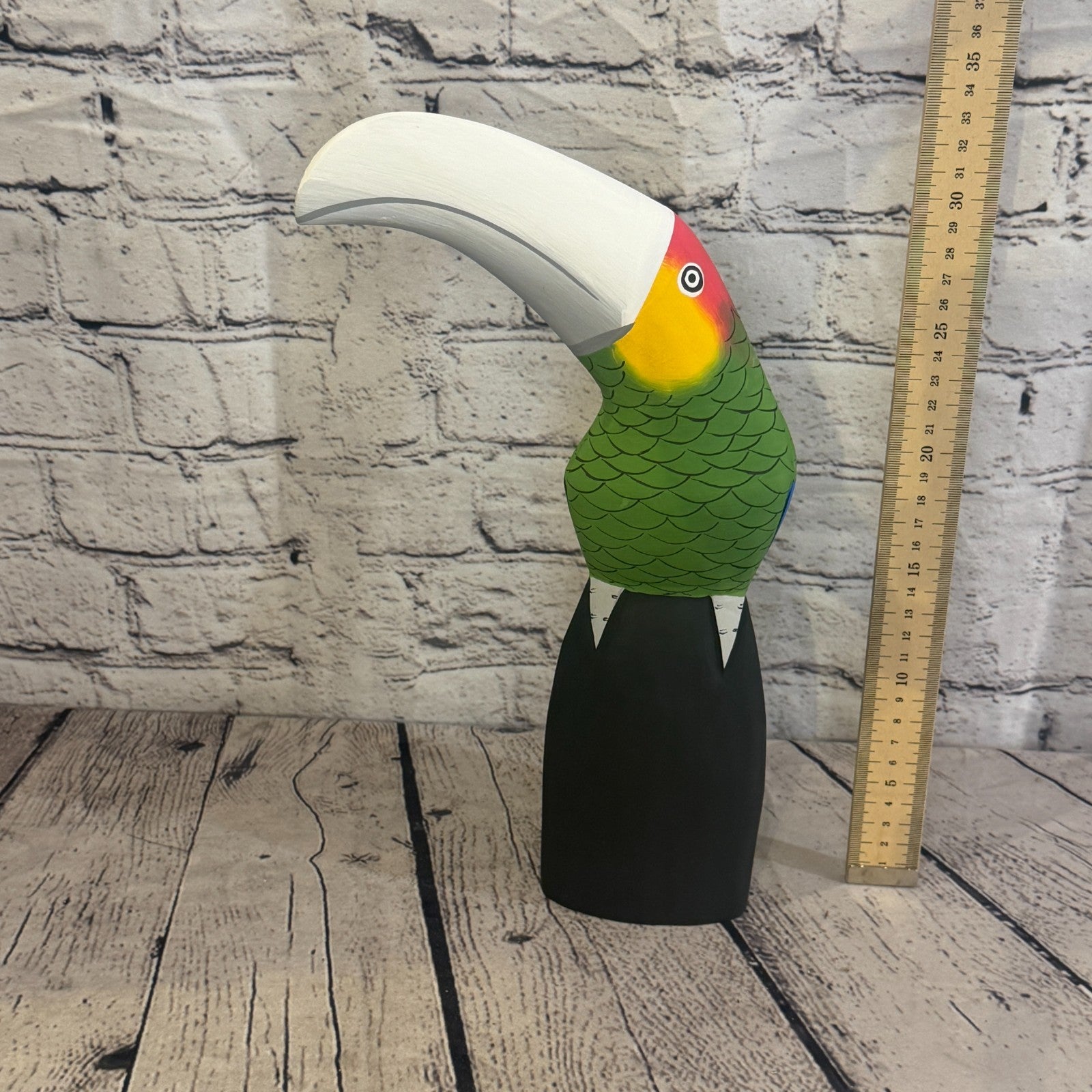 30cm Bright Green Toucan Bird Ornament Statue Fair Trade Hand Made Carved Wood6
